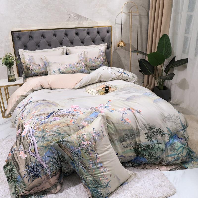 Conjunto Roupas de Cama Luxurier 4 Peças em 100% Algodão Egípcio 600 Fios